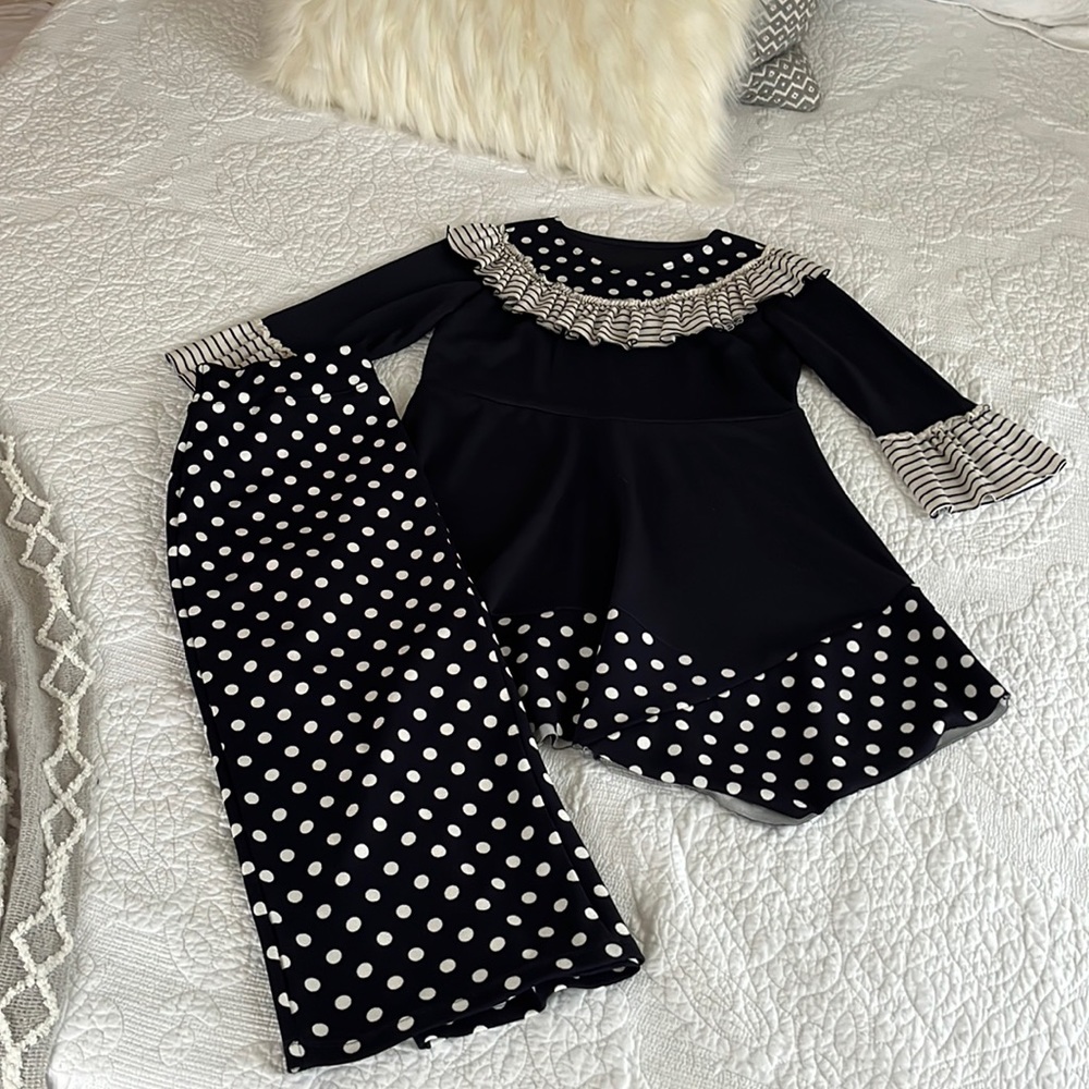 Navy & White tunic & skirt set